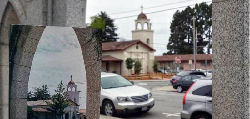 La Misión de Santa Cruz en Santa Cruz, California (Abril de 1979 y mayo de 2015)